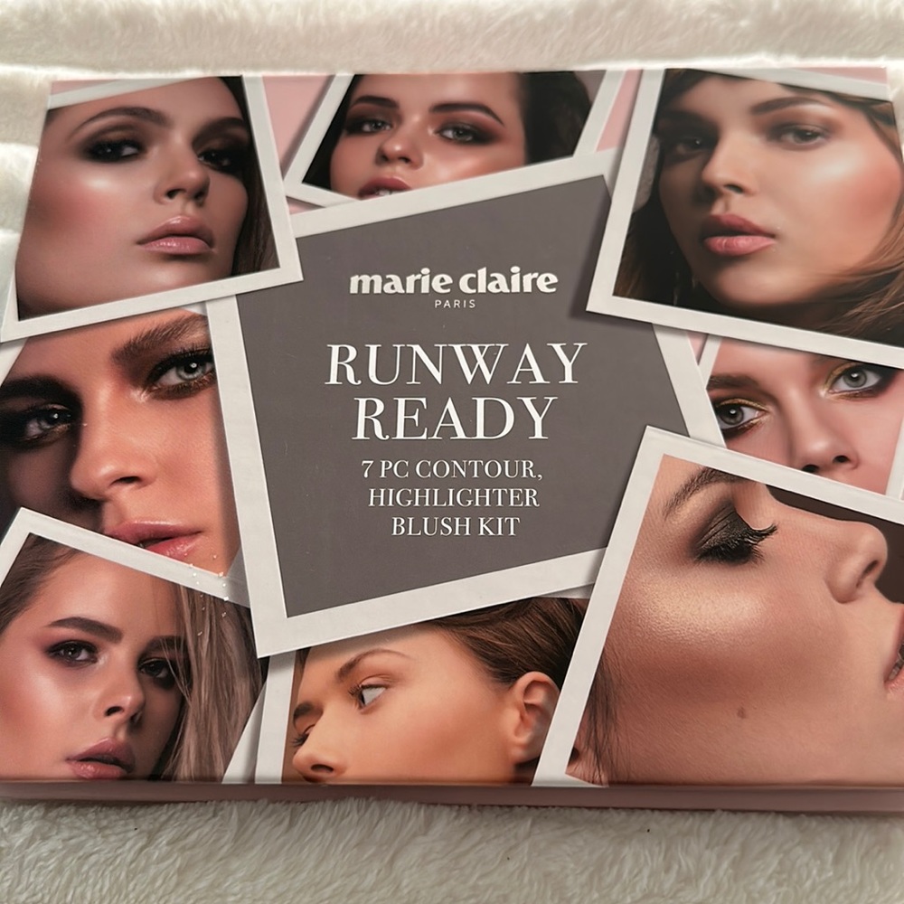 MARIE CLAIRE PARIS Runway Ready 7 PC Contour, Highlighter Blush Kit with Mirror.